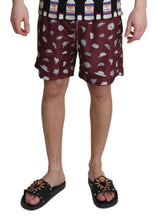 Maroon Hats Print Beachwear Shorts Swimwear Dolce & Gabbana