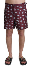 Maroon Hats Print Beachwear Shorts Swimwear Dolce & Gabbana