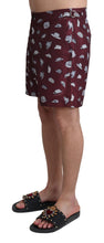 Maroon Hats Print Beachwear Shorts Swimwear Dolce & Gabbana