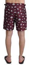 Maroon Hats Print Beachwear Shorts Swimwear Dolce & Gabbana
