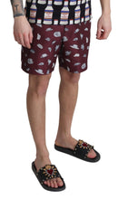 Maroon Hats Print Beachwear Shorts Swimwear Dolce & Gabbana