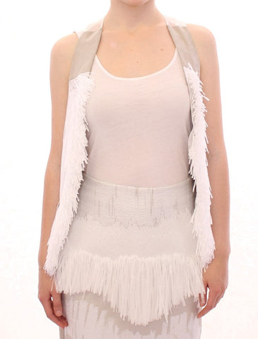 White Lashes Open Back Vest Jacket Arzu Kaprol