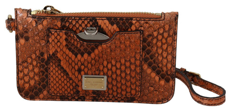 Brown Leather Coin Purse Wristlet Mirror AGNESE Wallet Dolce & Gabbana