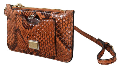 Brown Leather Coin Purse Wristlet Mirror AGNESE Wallet Dolce & Gabbana
