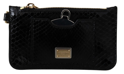 Black Leather Coin Purse Wristlet Mirror Agnese Wallet Dolce & Gabbana