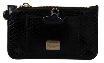 Black Leather Coin Purse Wristlet Mirror Agnese Wallet Dolce & Gabbana