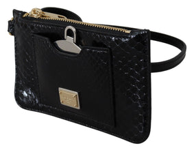 Black Leather Coin Purse Wristlet Mirror Agnese Wallet Dolce & Gabbana