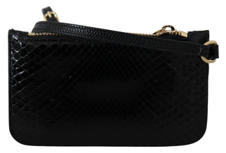 Black Leather Coin Purse Wristlet Mirror Agnese Wallet Dolce & Gabbana
