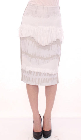 White Acrylic Straight Pencil Skirt Arzu Kaprol