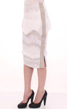 White Acrylic Straight Pencil Skirt Arzu Kaprol