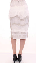 White Acrylic Straight Pencil Skirt Arzu Kaprol