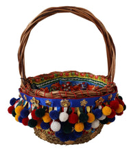 Multicolor Cotton Embellished Agnese Basket Tote Bag Dolce & Gabbana