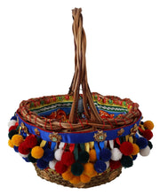 Multicolor Cotton Embellished Agnese Basket Tote Bag Dolce & Gabbana