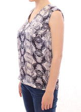 Gray Blue Silk Sleeveless Top Shirt Blouse Arzu Kaprol