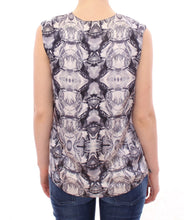 Gray Blue Silk Sleeveless Top Shirt Blouse Arzu Kaprol