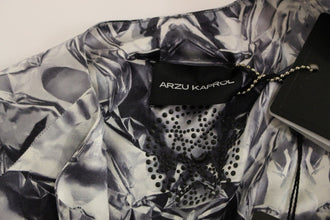 Gray Blue Silk Sleeveless Top Shirt Blouse Arzu Kaprol