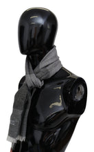 Gray Striped Wool Unisex Neck Wrap Fringes Scarf Missoni