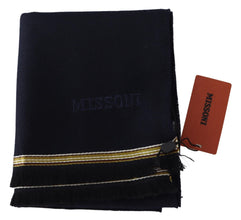 Black 100% Wool Unisex Neck Wrap Fringes Scarf Missoni