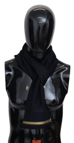 Black 100% Wool Unisex Neck Wrap Fringes Scarf Missoni