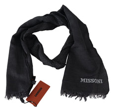 Black Wool Knit Unisex Neck Wrap Scarf Missoni