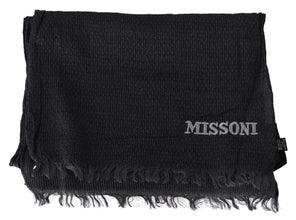 Black Wool Knit Unisex Neck Wrap Scarf Missoni