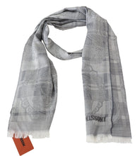 Gray Floral Wool Unisex Neck Wrap Fringes Scarf Missoni