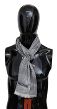 Gray Floral Wool Unisex Neck Wrap Fringes Scarf Missoni