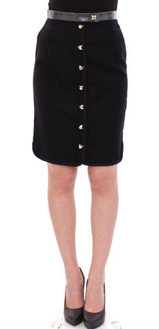 Black Metal Buttons Cotto Wool Skirt Corrado De Biase
