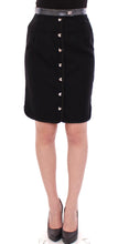 Black Metal Buttons Cotto Wool Skirt Corrado De Biase