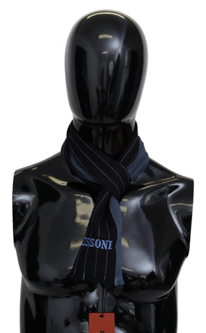 Black Blue Striped Wool Unisex Wrap scarf Missoni