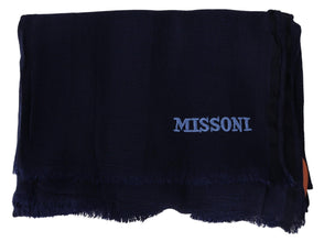 Blue Wool Knit Unisex Neck Wrap Scarf Missoni