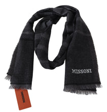 Black Striped Wool Unisex Neck Wrap Scarf Missoni