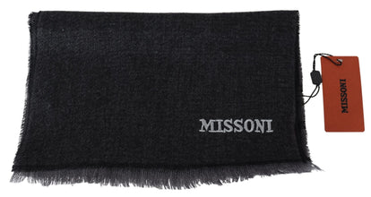 Black Striped Wool Unisex Neck Wrap Scarf Missoni