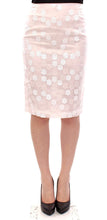 White Sequined Straight Pencil Skirt Koonhor