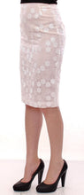 White Sequined Straight Pencil Skirt Koonhor