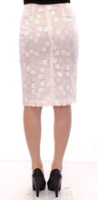 White Sequined Straight Pencil Skirt Koonhor