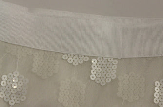 White Sequined Straight Pencil Skirt Koonhor