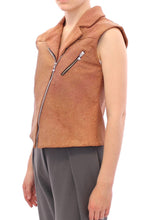 Brown Leather Jacket Vest La Maison du Couturier