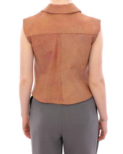 Brown Leather Jacket Vest La Maison du Couturier