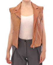 Brown Leather Jacket Vest La Maison du Couturier