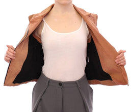 Brown Leather Jacket Vest La Maison du Couturier