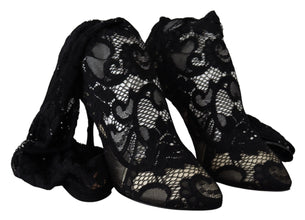 Black Taormina Lace Socks Boots Shoes Pumps Dolce & Gabbana