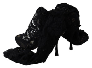 Black Taormina Lace Socks Boots Shoes Pumps Dolce & Gabbana