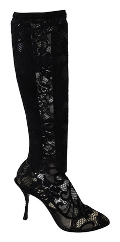 Black Taormina Lace Socks Boots Shoes Pumps Dolce & Gabbana