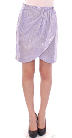 Purple Viscose Above-Knee Wrap Skirt Licia Florio