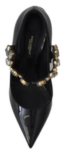 Black Leather Crystal Shoes Mary Jane Pumps Dolce & Gabbana