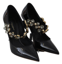 Black Leather Crystal Shoes Mary Jane Pumps Dolce & Gabbana