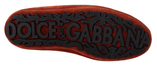 Orange Leather Crystal Crown  Loafers Shoes Dolce & Gabbana