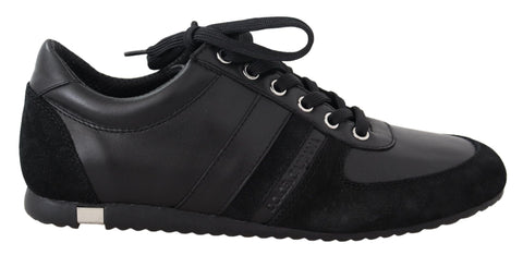 Black Logo Leather Casual Sneakers Shoes Dolce & Gabbana