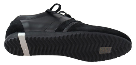 Black Logo Leather Casual Sneakers Shoes Dolce & Gabbana